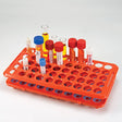 Globe Scientific Tube Rack with Grippers, 456921, Polyoxymethylene, for Tubes up to 17mm, 50-Place, Orange