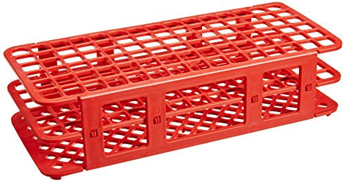 Globe Scientific 456410 Polypropylene Microcentrifuge Tube Rack, 12/13mm Tube, Red, 90-Place