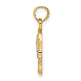 14k Gold Two-tone & Yellow Gold Holy Bible & Cross Charm Pendant