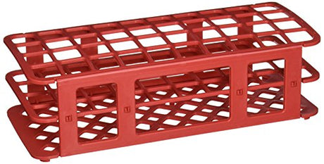 Globe Scientific 456610 Polypropylene Microcentrifuge Tube Rack, 20/21mm Tube, Red, 40-Place