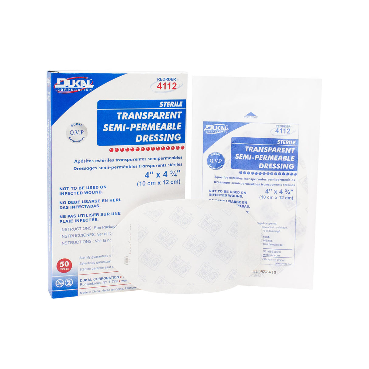 DUKAL TRANSPARENT SEMI-PERMEABLE DRESSINGS - 4112