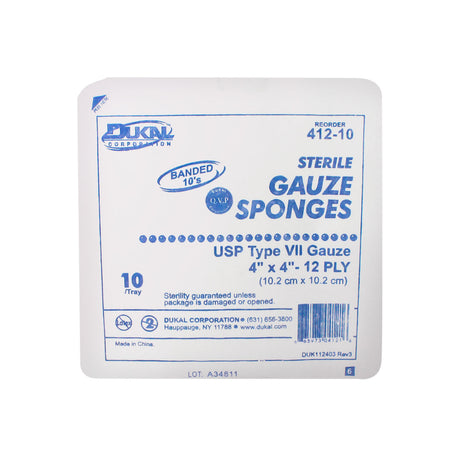 DUKAL WOVEN COTTON GAUZE SPONGES - 412-10