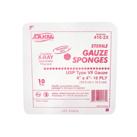 DUKAL X-RAY DETECTABLE GAUZE SPONGES - 416-2X