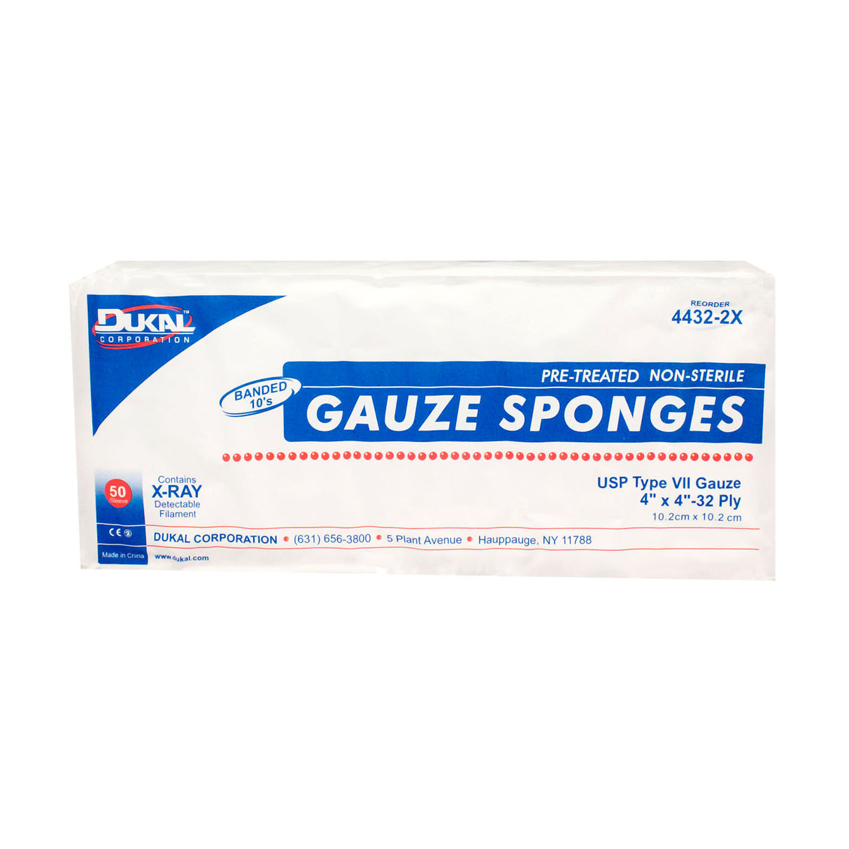 DUKAL X-RAY DETECTABLE GAUZE SPONGES - 4432-2X