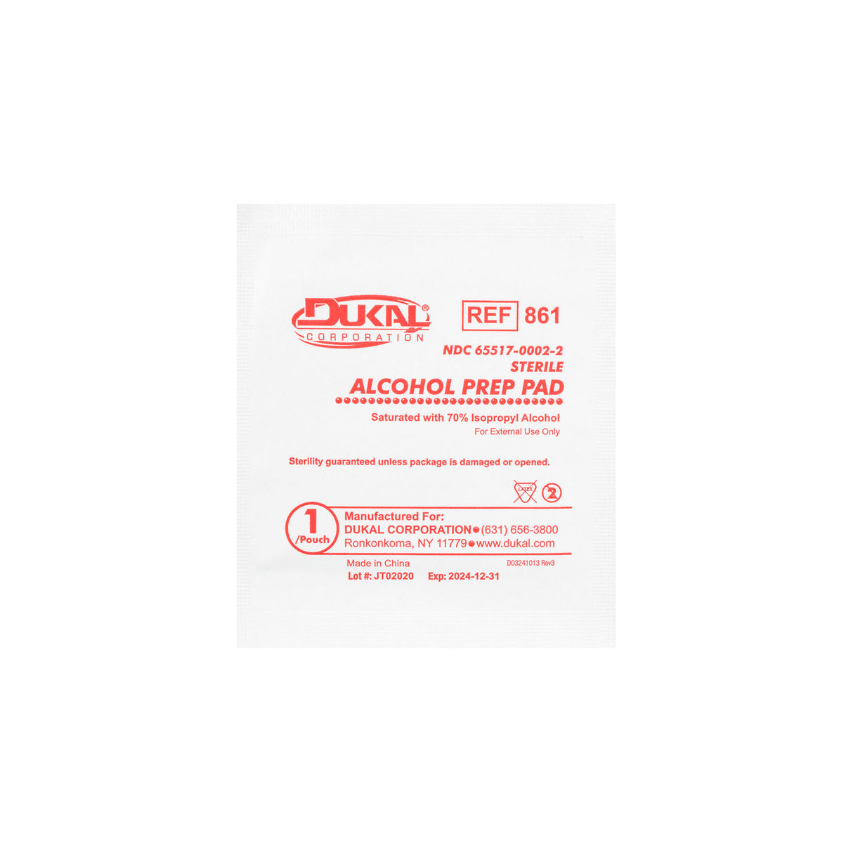 DUKAL ALCOHOL PADS - 861