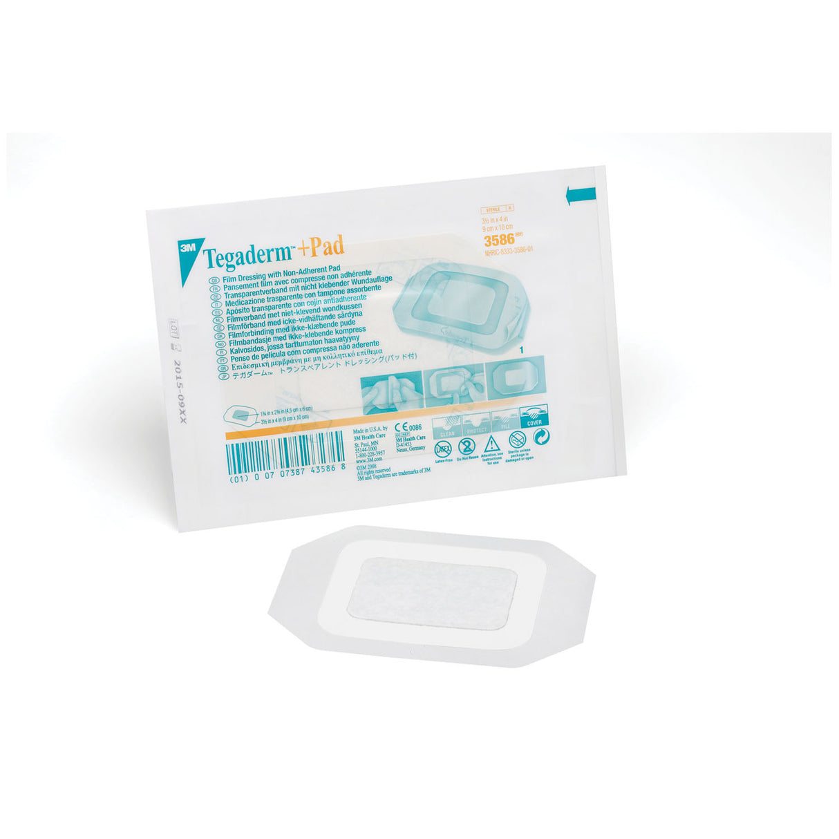 SOLVENTUM TEGADERM™ + PAD FILM DRESSING WITH NON-ADHERENT PAD - 3586