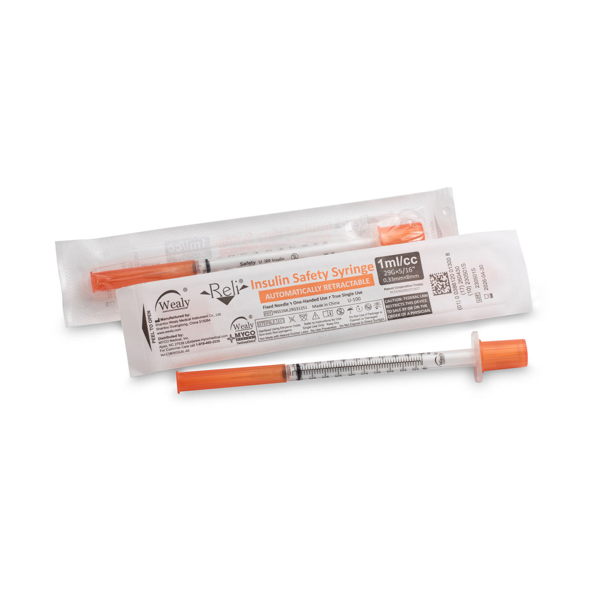 MYCO RELI® WEALY® SAFETY INSULIN SYRINGES - INSS1ML29G31251