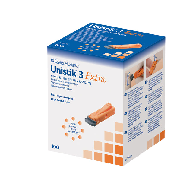 OWEN MUMFORD UNISTIK® 3 PRE-SET SINGLE USE SAFETY LANCETS - AT1012