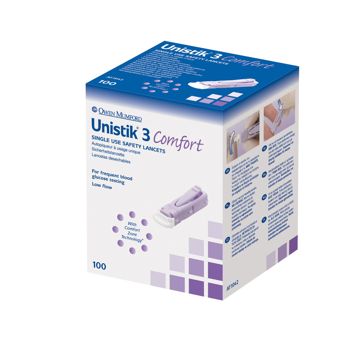 OWEN MUMFORD UNISTIK® 3 PRE-SET SINGLE USE SAFETY LANCETS - AT1042