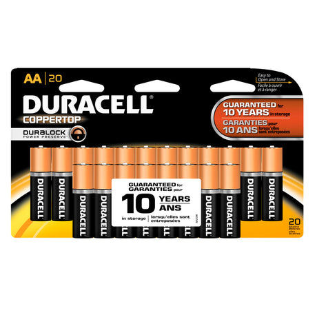 DURACELL® COPPERTOP® ALKALINE RETAIL BATTERY WITH DURALOCK POWER PRESERVE™ TECHNOLOGY - MN1500B20