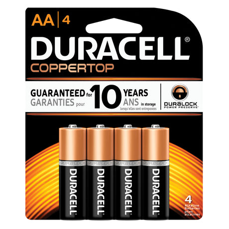 DURACELL® COPPERTOP® ALKALINE RETAIL BATTERY WITH DURALOCK POWER PRESERVE™ TECHNOLOGY - MN1500B4Z