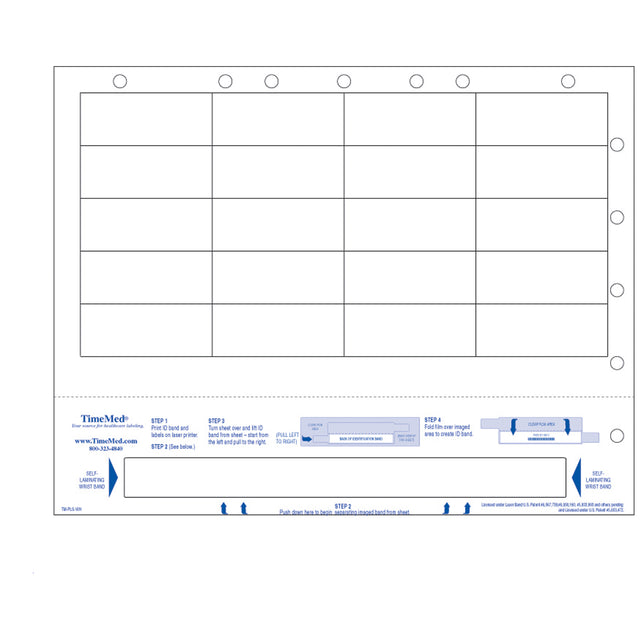 TIMEMED SELF-LAMINATING WRISTBANDS - TM-PLS-WH