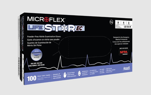 ANSELL MICROFLEX LIFESTAR™ EC POWDER-FREE NITRILE EXAM GLOVES-LSE-104-L