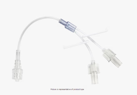 BD EXTENSION SET, SMALLBORE, BIFUSE, (2) SLIDE CLAMPS, (2) FEMALE LUERS SPIN MALE LUER LOCK, 7" LENGTH, 0.3 ML FLUID PATH, NOTE MADE WITH DEHP, STERILE-10794983, Cs