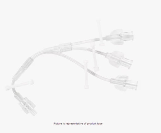 BD EXTENSION SET, SMALLBORE, TRIFUSE, (4) SLIDE CLAMPS, (3) FEMALE LUERS SPIN MALE LUER LOCK, 7" LENGTH, 0.5 ML FLUID PATH, NOT MADE WITH DEHP, STERILE-10839681, Cs