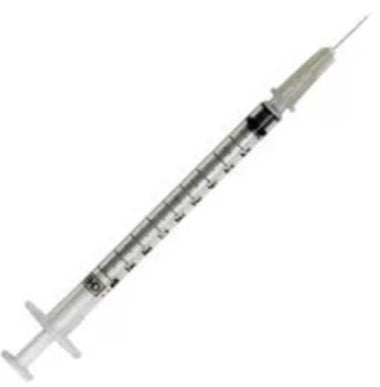 BD SYRINGE WITH NEEDLE, 1 ML, S/T, 27G X 3/8", IB-303344, Cs