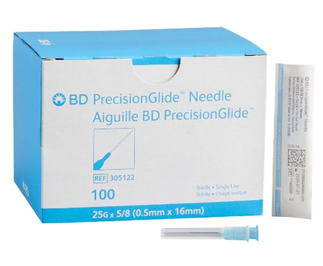 BD NEEDLE, 25G X 5/8", REGULAR BEVEL, STERILE-305122, Cs