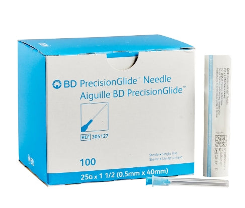 BD NEEDLE, 25G X 1½", REGULAR BEVEL, STERILE-305127, Cs