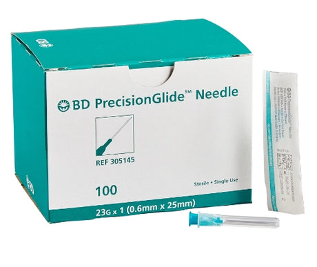 BD NEEDLE, 23G X 1", REGULAR BEVEL, STERILE-305145, Cs