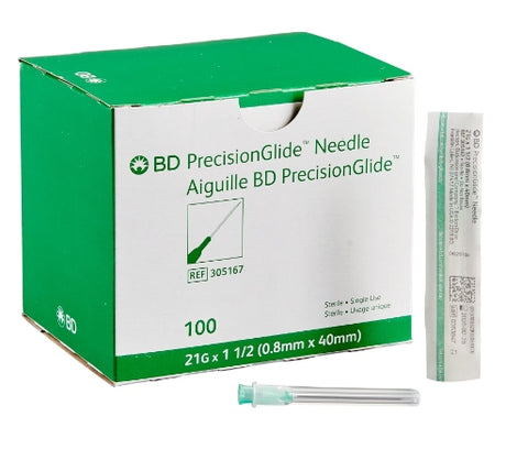 BD NEEDLE, 21G X 1½", REGULAR BEVEL, STERILE-305167, Cs