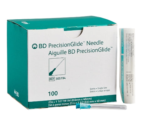 BD IM NEEDLE, 23G X 1½" THIN WALL, REGULAR BEVEL, STERILE-305194, Cs