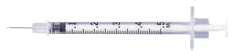 BD TUBERCULIN SYRINGE, ½ML, PERMANENTLY ATTACHED NEEDLE, 27G X ½", REGULAR BEVEL-305620, Cs