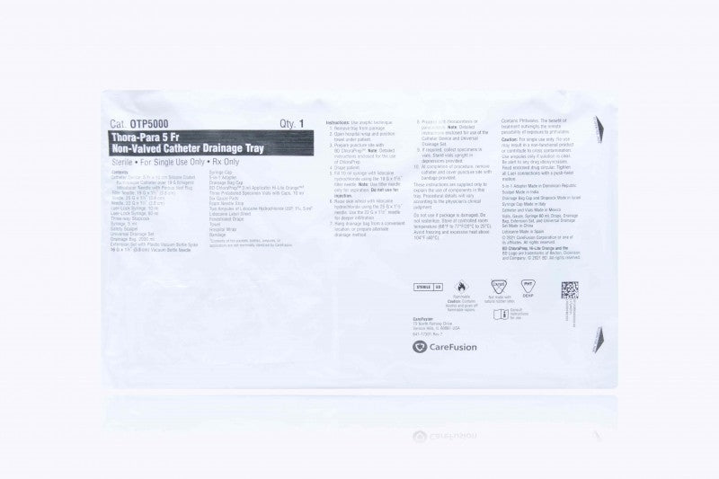 BD THORA-PARA TRAY W/ 5 FR CATHETER, NON-VALVED-OTP5000, Cs