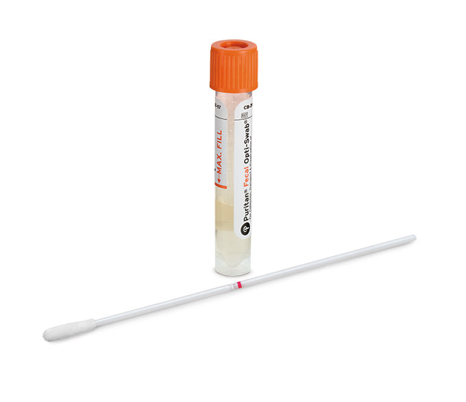 Fecal Opti-Swab - 6" Sterile Elongated Flock Swab & 2ml Cary-Blair Medium - CB-206-Fecal Swab, Cs