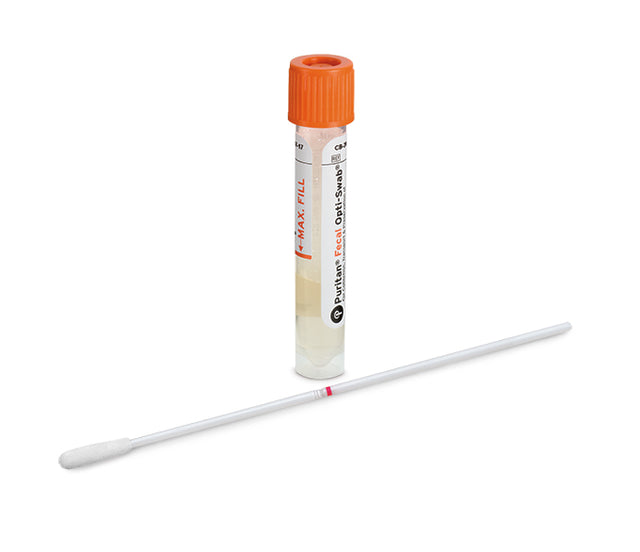 Fecal Opti-Swab - 6" Sterile Elongated Flock Swab & 2ml Cary-Blair Medium - CB-206-Fecal Swab, Cs