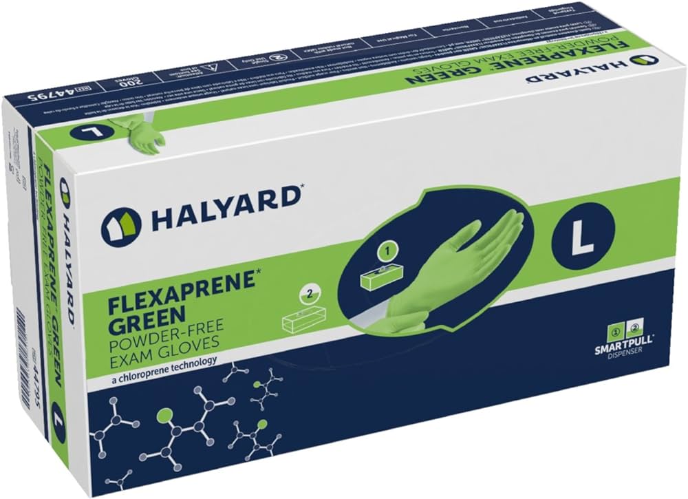 HALYARD FLEXAPRENE® GREEN POWDER-FREE EXAM GLOVES-44795