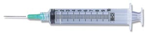 BD SYRINGE/ NEEDLE COMBINATION, 10ML, LUER-LOK™ TIPP, 21G X 1"-309642, Cs