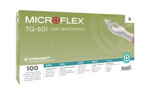 ANSELL MICROFLEX SOFT WHITE POWDER-FREE  NITRILE EXAM GLOVES-TQ-601-M