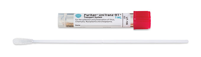 Puritan UniTranz-RT Media Transport System - 6" Sterile Large Flock Swab & 1ml Unv Trns Mdm - UT-106-Viral Test, Cs
