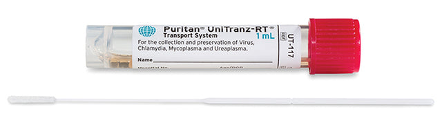 Puritan UniTranz-RT Sterile Ultrafine Flock Swab & 1ml Universal Transport Medium - UT-117-UTM Collection System, Cs
