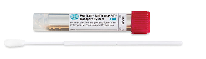 Puritan UniTranz-RT Sterile Elongated Flock Swab & 3ml Universal Transport Medium - UT-306-UTM Lab Testing Kit, Cs